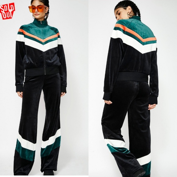 Juicy Couture Pants - COLORBLOCK LIGHTWEIGHT VELOUR WIDE LEG PANTS